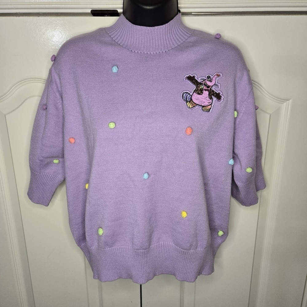 Disney Purple Cowl Neck Sweater with Embroidered Details